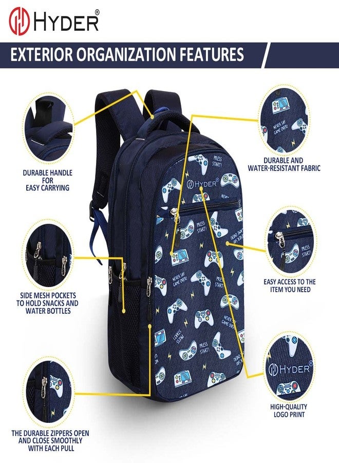 HYDER 35L Gamepad Printed Latest And Trendy Stylish Waterproof College/Casual/School Bag/Backpack For Kids, Boys, Girls, Men And Women | Best Bags For Everyday Use (Navy Blue) - Image 3